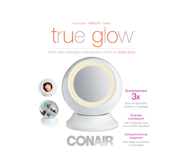 True Glow miroir avec éclairage incandescent offrant un éclat doux, 1 unité
