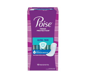 Serviettes ultra minces pour incontinence, absorption moyenne, 18 unités, régulier