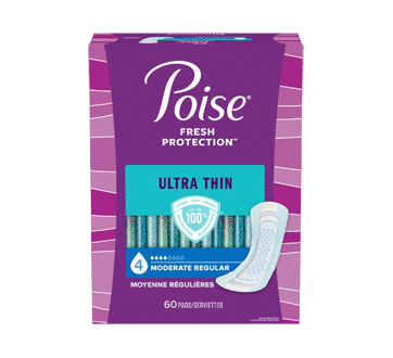 Serviettes ultra minces pour incontinence, absorption moyenne, 60 unités, régulier