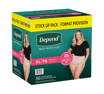 Image 2 du produit Depend - Fresh Protection sous-vêtement d'incontinence pour femmes, rosée - très grands, 36 unités