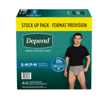 Fresh Protection sous-vêtement d'incontinence pour hommes, gris - petits-moyens, 44 unités