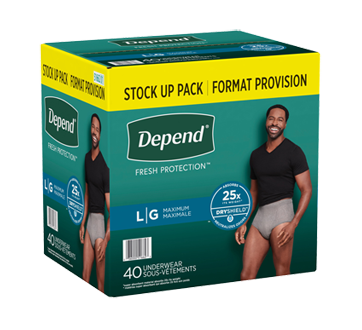 Image 2 du produit Depend - Fresh Protection sous-vêtement d'incontinence pour hommes, gris - grands, 40 unités