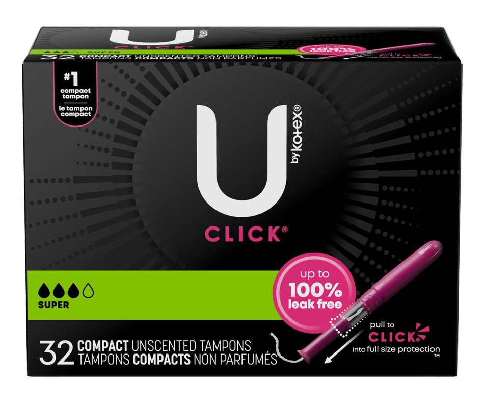Click tampons compacts, super, 32 unités U by Kotex Tampon Jean Coutu