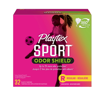 Image du produit Playtex - Sport Odor Shield tampons non parfumés, 32 unités, régulier
