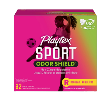 Sport Odor Shield tampons non parfumés, 32 unités, régulier