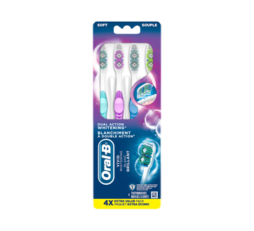 Image du produit Oral-B - Brosses à dents blanc brillant, 4 unités, souple
