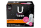 Vignette du produit U by Kotex - Serviettes Teen ultra minces avec ailes, protection de nuit, non parfumées, 12 unités