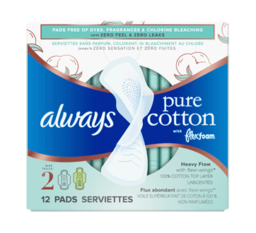 Image du produit Always - Serviettes Pure Coton avec FlexFoam, flux abondant, 12 unités, taille 2