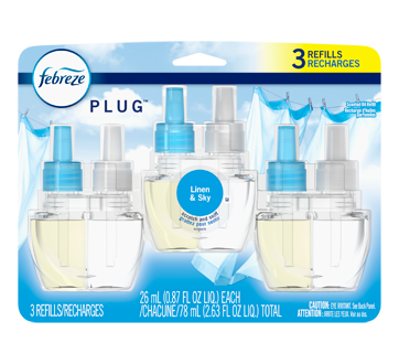 Image du produit Febreze - Recharges pour assainisseur d'air éliminateur d'odeurs, 3 unités, Linen & Sky