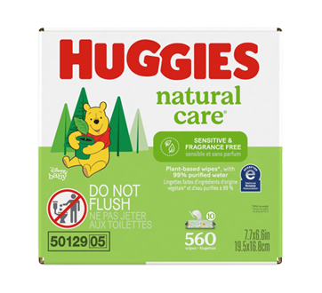 Image 4 du produit Huggies - Natural Care lingettes pour bébés pour peau sensible, non parfumées, 560 unités