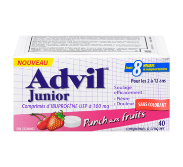 Advil Junior Comprimes D Ibuprofene Usp A 100 Mg 40 Unites Punch Aux Fruits Advil Acetaminophene Pour Enfant Jean Coutu