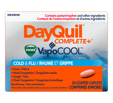 Image du produit Vicks - DayQuil Complete + VapoCool comprimés de jour pour rhume et grippe, 24 unités
