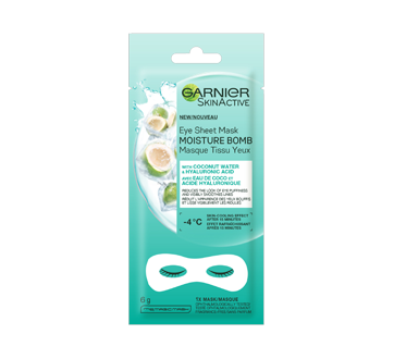 Skinactive bombe à l'humidité masque sachet pour les yeux avec eau de coco, 6 g