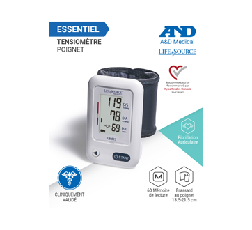 Essentiel tensiomètre au poignet, 1 unité – A&D LifeSource
