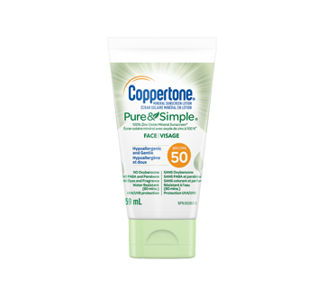 Image du produit Coppertone - Pure & Simple écran solaire minéral en lotion FPS 50, 59 ml, visage