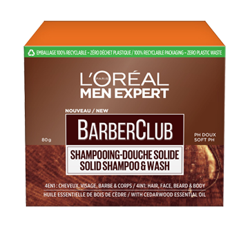 Men Expert Barber Club 4 en 1 shampooing douche solide, 8 g