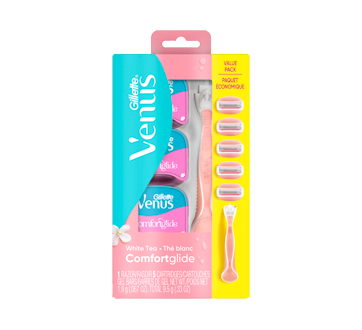 Venus ComfortGlide White Tea pour femmes manche de rasoir avec  cartouches de rechange, 6 unités