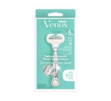 Venus Doux Somptueux Sensible pour femmes rasoir manche avec cartouches de rechange, 4 unités
