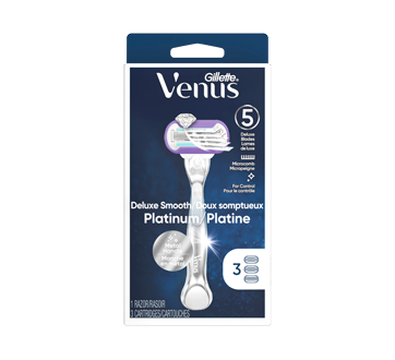 Venus Doux Somptueux Platinum pour femmes rasoir manche de rasoir et cartouches de rechange, 4 unités