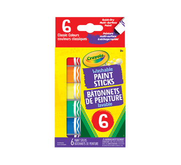 Bâtonnets de peinture lavable, 6 unités