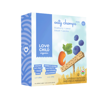 Oaty Chomps barres biologiques, 6 x 23 g, bleuet + carotte