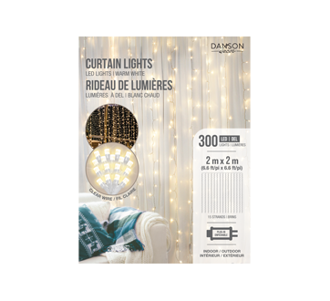 Rideau de 300 lumières à DEL de 5 mm, 300 unités, blanc chaud