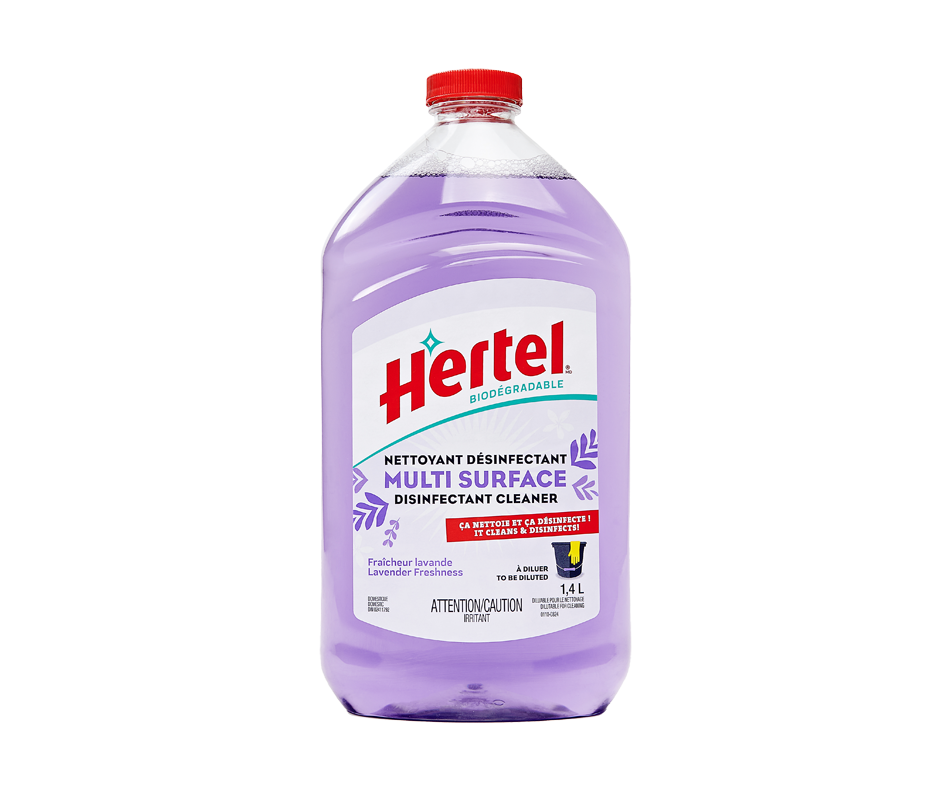 Nettoyant désinfectant multisurface, fraicheur lavande, 1,4 L Hertel