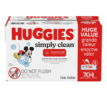 Image 1 du produit Huggies - Simply Clean lingettes pour bébés, non parfumées, 704 unités