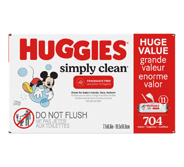 Image 3 du produit Huggies - Simply Clean lingettes pour bébés, non parfumées, 704 unités