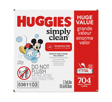 Image 4 du produit Huggies - Simply Clean lingettes pour bébés, non parfumées, 704 unités