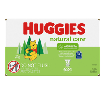 Image 3 du produit Huggies - Natural Care lingettes pour bébés pour peau sensible, non parfumées, 624 unités
