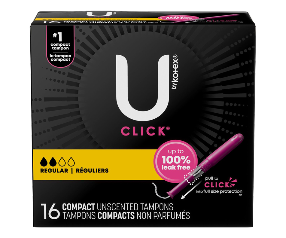 Click tampons compacts absorption régulière, 16 unités U by Kotex