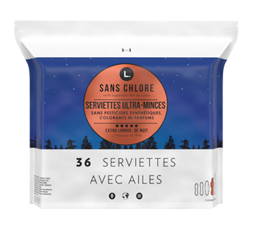 Serviettes ultra minces extra longue de nuit, 36 unités