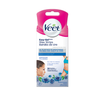Bandelettes de cire easy-gel pour le visage, la ligne de maillot et sous les bras, 20 unités