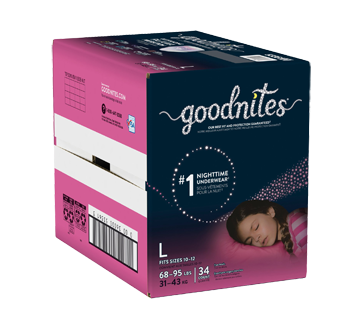 Image 2 du produit GoodNites - Sous-vêtements de nuit pour filles, larges, 34 unités