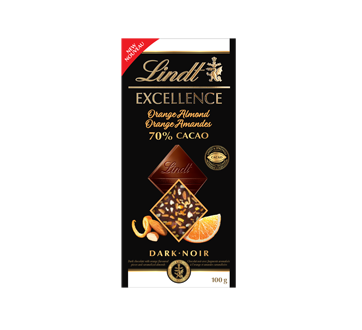 Image du produit Lindt - Lindt Excellence chocolat noir 70 % avec orange et amande, 100 g