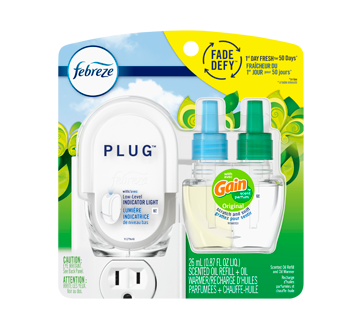 Plug Fade Defy trousse de départ et recharge d'huile pour assainisseur d'air éliminateur d'odeurs parfum original, 26 ml, original