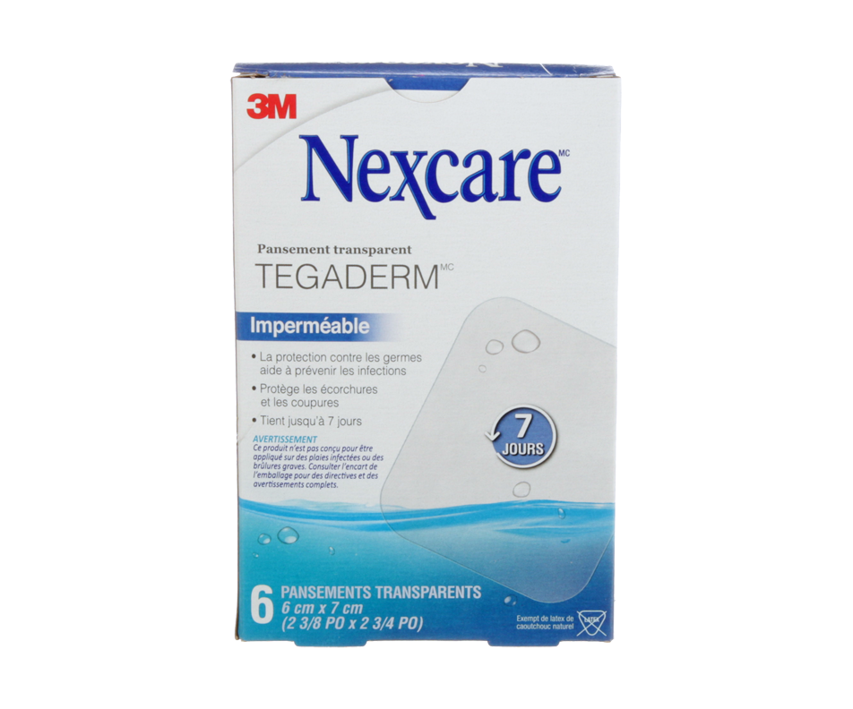 Tegaderm pansement transparent imperméable 6 cm x 7 cm, 6 unités