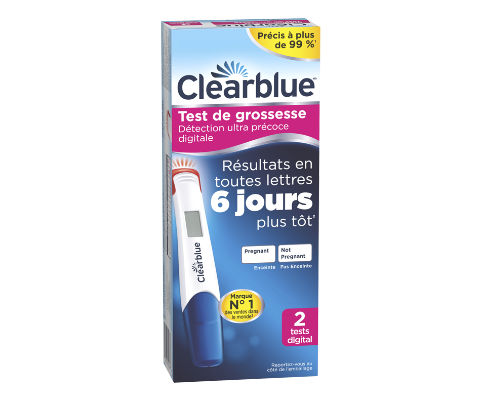 Tests de grossesse numériques à détection ultra précoce, 2 unités Clearblue Test de