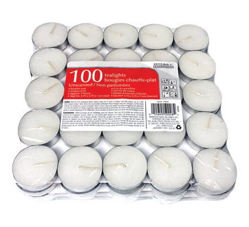 Bougies chauffe-plat, 100 unités, non parfumées