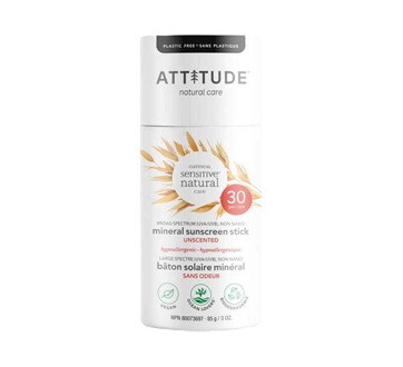Image du produit Attitude - Bâton solaire minéral pour peau sensible - FPS 30, 85 g