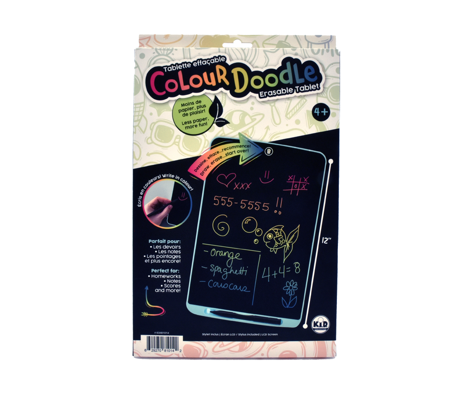 Colour Doodle tablette effaçable, 30,5 cm K.I.D Collection Arts et
