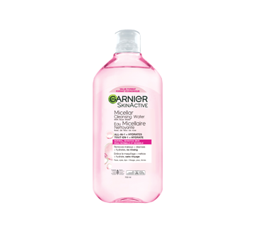 Garnier Skin Active - Solution Micellaire à l'Eau de Rose Tout-En-1 - Peaux  Ternes et Sensibles - Rose - Grand Format 400 ml