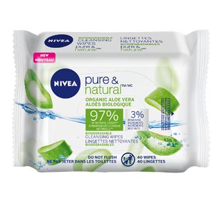 Pure & Natural lingettes nettoyantes biodégradables, aloès biologique, 40 unités