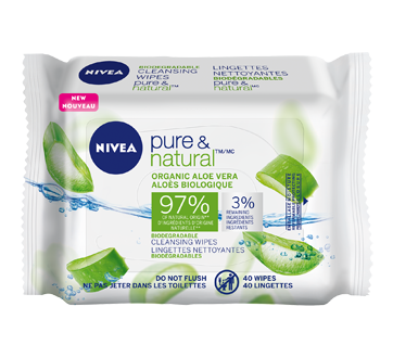 Pure & Natural lingettes nettoyantes biodégradables, 40 unités, aloès biologique