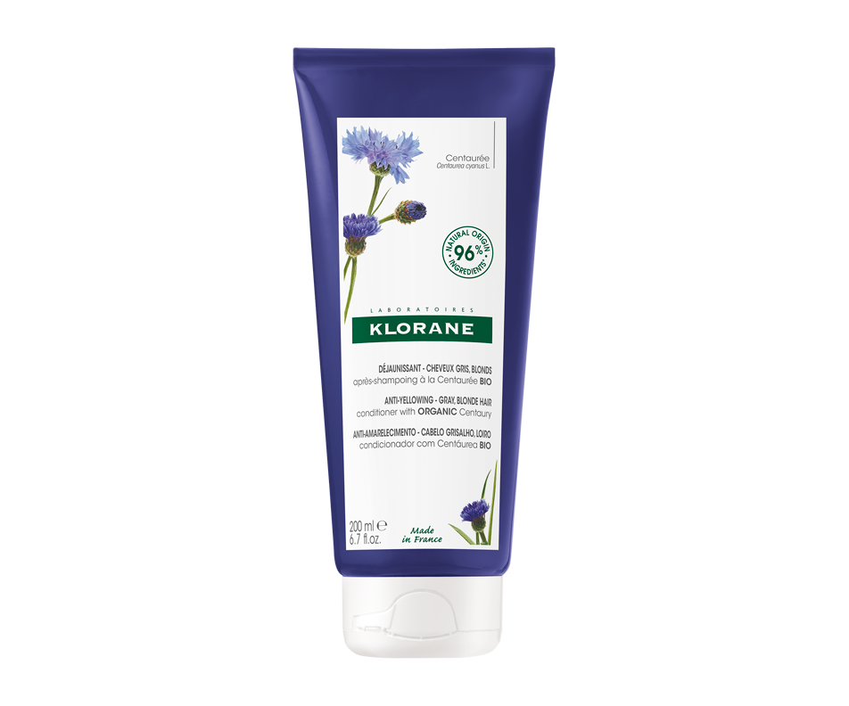Aprèsshampooing déjaunissant à la centaurée bio pour cheveux gris et