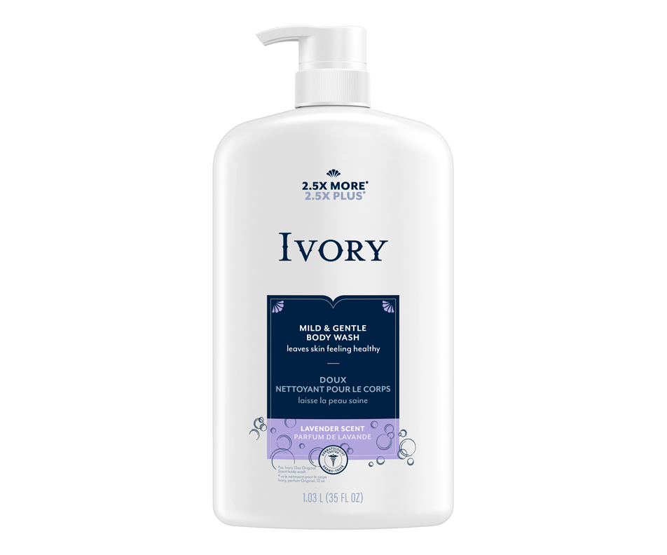 Nettoyant pour le corps doux, lavande, 1035 ml Ivory Gel douche et