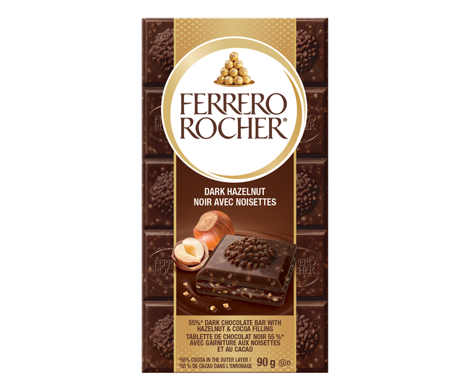 Ferrero Rocher Barre de chocolat noir, 90 g Ferrero Fins Jean Coutu