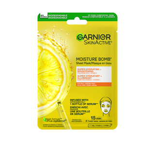 Green Labs Moisture Bomb masque en tissu avec acide hyaluronique + vitamine C, 28 g, peau terne et inégale