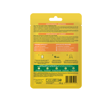 Image 5 du produit Garnier - Green Labs Moisture Bomb masque en tissu avec acide hyaluronique + vitamine C, 28 g, peau terne et inégale